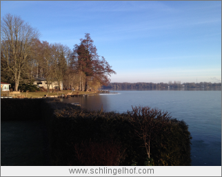 Blick vom Baugrundstück auf den Dämmritzsee, Erkner